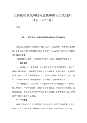 医药购销领域腐败问题集中整治自查自纠报告（共13篇）.docx