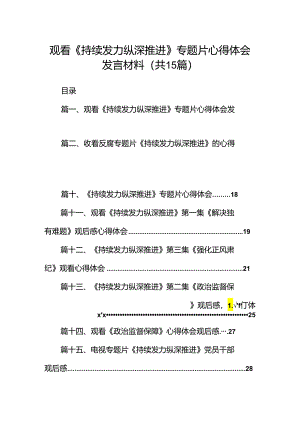 观看《持续发力纵深推进》专题片心得体会发言材料15篇供参考.docx