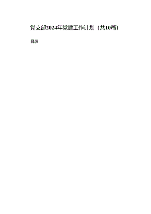 党支部2024年党建工作计划（共10篇）.docx