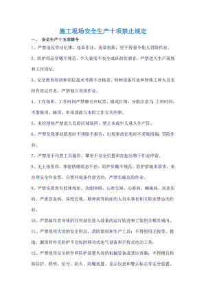 施工现场安全生产十项禁止规定.doc