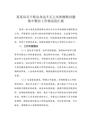 某某局关于群众身边不正之风和腐败问题集中整治工作情况的汇报.docx