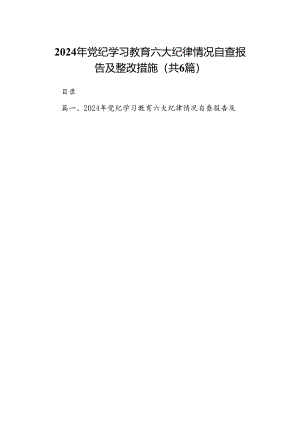 2024年党纪学习教育六大纪律情况自查报告及整改措施（共6篇）.docx