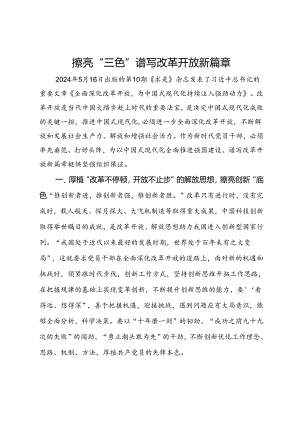 研讨发言：擦亮“三色”谱写改革开放新篇章.docx