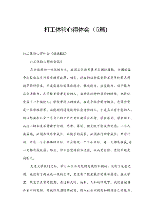 打工体验心得体会（5篇）.docx