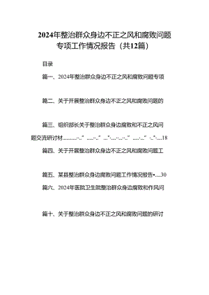2024年整治群众身边不正之风和腐败问题专项工作情况报告12篇（最新版）.docx