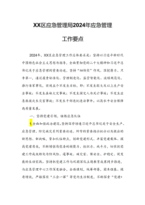 XX区应急管理局2024年应急管理工作要点.docx