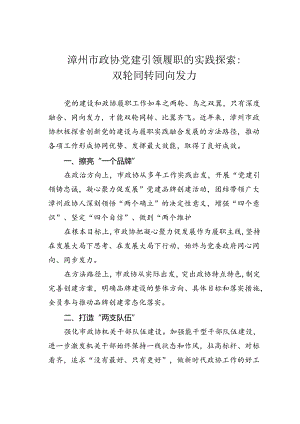 漳州市政协党建引领履职的实践探索：双轮同转同向发力.docx