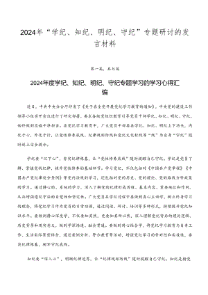 2024年“学纪、知纪、明纪、守纪”专题研讨的发言材料.docx