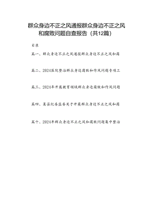 群众身边不正之风通报群众身边不正之风和腐败问题自查报告12篇（详细版）.docx