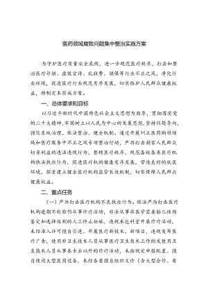 医药领域腐败问题集中整治实施方案(精选六篇合集).docx
