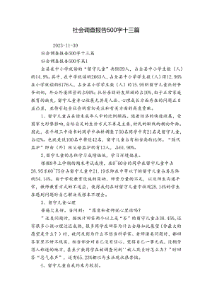 社会调查报告500字十三篇.docx