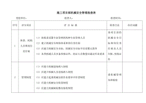 施工项目部机械安全管理检查表.doc