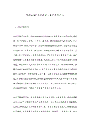 X乡2024年上半年安全生产工作总结.docx