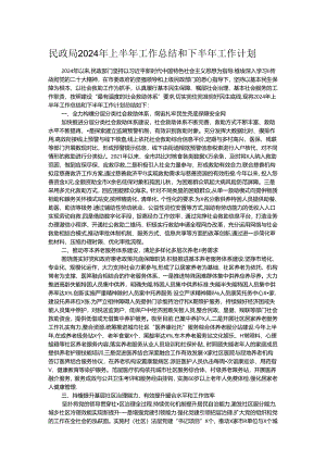 民政局2024年上半年工作总结和下半年工作计划.docx