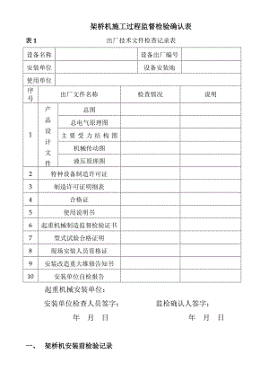 架桥机施工过程监督检验确认表.doc