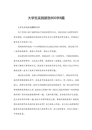 大学生实践报告800字8篇.docx