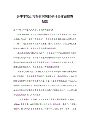 关于平顶山市叶县民风民俗社会实践调查报告.docx