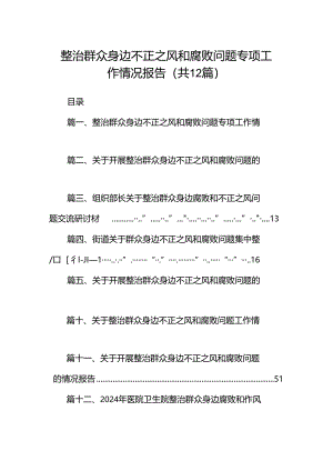 整治群众身边不正之风和腐败问题专项工作情况报告12篇（精选）.docx