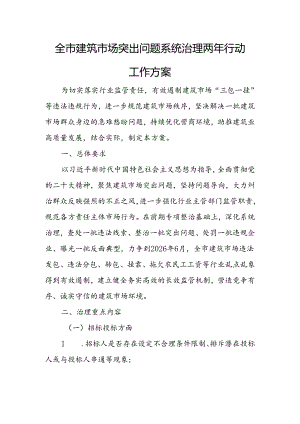 全市建筑市场突出问题系统治理两年行动工作方案.docx