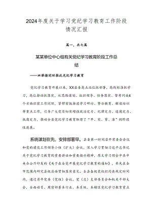 2024年度关于学习党纪学习教育工作阶段情况汇报.docx