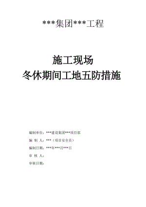 施工现场冬休期间工地五防措施.doc