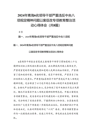 2024年青海6名领导干部严重违反中央八项规定精神问题以案促改专项教育整治活动心得体会八篇供参考.docx
