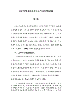2024年6月基层党支部上半年工作总结报告5篇.docx