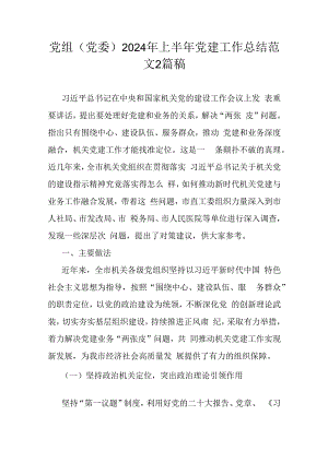 党组(党委)2024年上半年党建工作总结范文2篇稿.docx