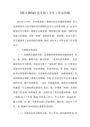 2篇文2024年党支部上半年工作总结稿.docx