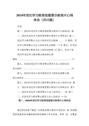 2024年党纪学习教育观看警示教育片心得体会(精选12篇).docx