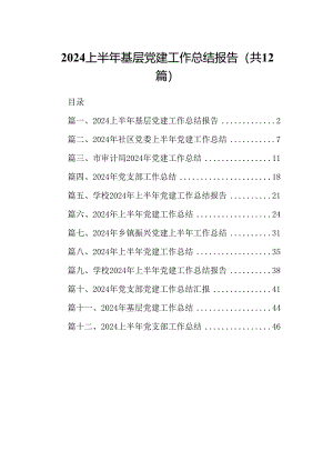 2024上半年基层党建工作总结报告12篇供参考.docx