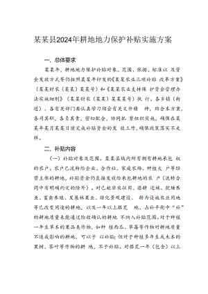 某某县2024年耕地地力保护补贴实施方案.docx