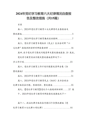 2024年党纪学习教育六大纪律情况自查报告及整改措施 （汇编15份）.docx