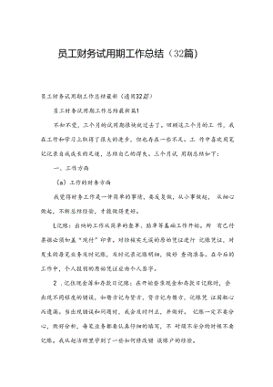员工财务试用期工作总结（32篇）.docx