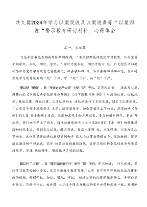 共九篇2024年学习以案促改及以案说责等“以案四说”警示教育研讨材料、心得体会.docx