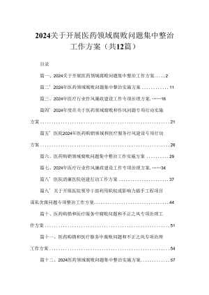 2024关于开展医药领域腐败问题集中整治工作方案范文精选(12篇).docx