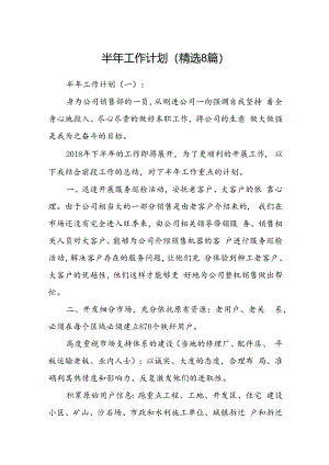 半年工作计划(精选8篇).docx