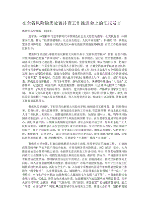 在全省风险隐患处置排查工作推进会上的汇报发言.docx