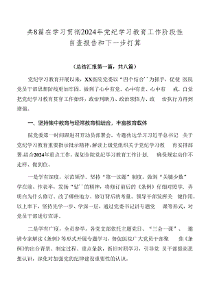 共8篇在学习贯彻2024年党纪学习教育工作阶段性自查报告和下一步打算.docx