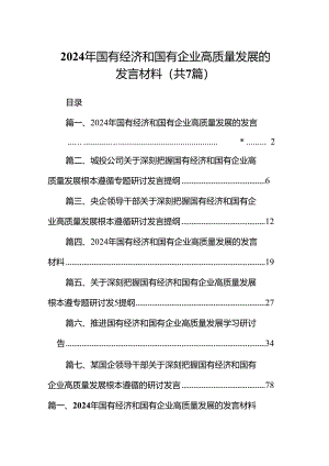 2024年国有经济和国有企业高质量发展的发言材料7篇（详细版）.docx