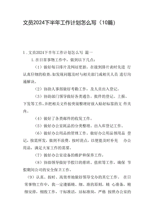 文员2024下半年工作计划怎么写（10篇）.docx