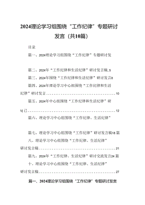 理论学习组围绕“工作纪律”专题研讨发言（共10篇选择）.docx