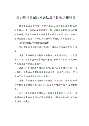 国企运行存在的问题以及审计要点和对策.docx