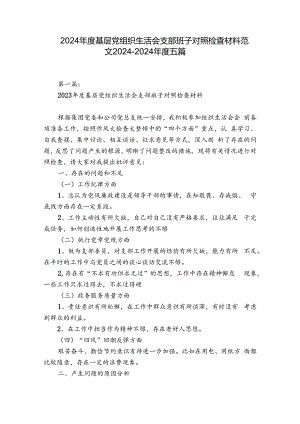 2024年度基层党组织生活会支部班子对照检查材料范文2024-2024年度五篇.docx