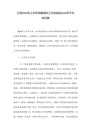 公司2024年上半年党委组织工作总结及2024年下半年打算.docx