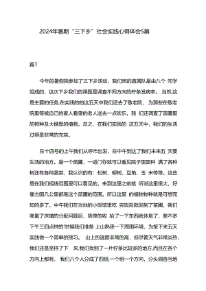 2024年暑期“三下乡”社会实践心得体会5篇.docx