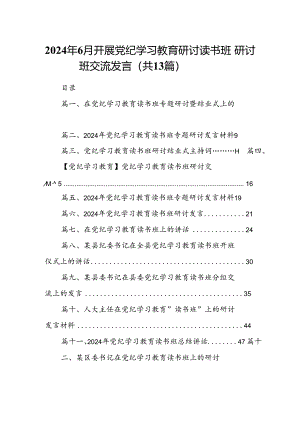 2024年6月开展党纪学习教育研讨读书班研讨班交流发言（共13篇）.docx