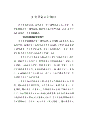 如何做好审计调研.docx
