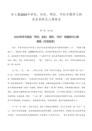 共七篇2024年学纪、知纪、明纪、守纪专题学习的发言材料及心得体会.docx