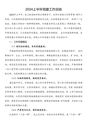 2024上半年党建工作总结.docx
